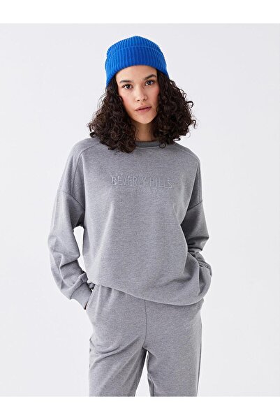 LC Waikiki Hanorac oversize pentru damă, cu mânecă lungă, brodat cu gâtul rotund