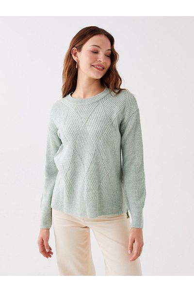 LC Waikiki Long Sleeve Crew Neck Patterned Women's Knitwear Sweater