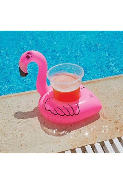 pink flower Flamingo Inflatable Sea Pool Cup Holder Float Bar