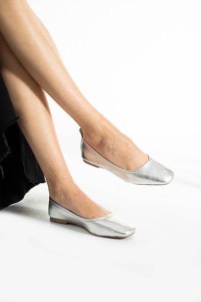 trendyhit Zola Lame Genuine Leather Women's Ballerinas