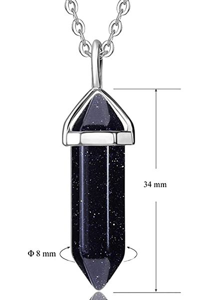 Armis Navy Blue Star Stone Natural Stone Pandula Necklace Natural Stone Including Chain