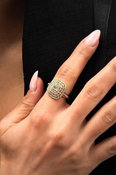 Altınaşkı Baget Taşlı Altın Yüzük