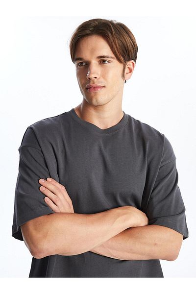 LC Waikiki XSIDE Oversize Men's Combed Cotton T-Shirt - Crew Neck, Short Sleeve