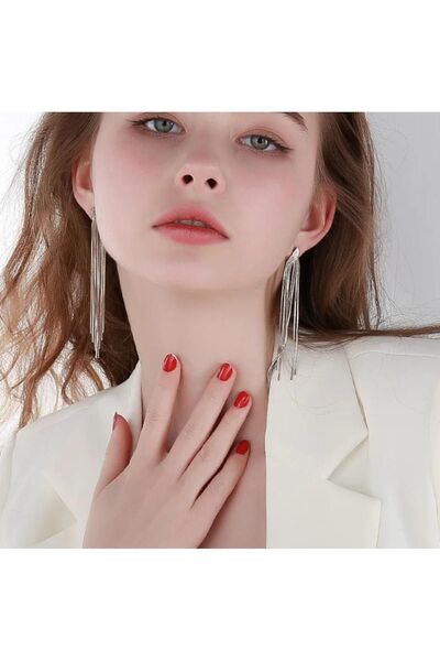 DESİGNEDBYD Uzun Sallantılı Küpe Long Dangling Steel Earrings