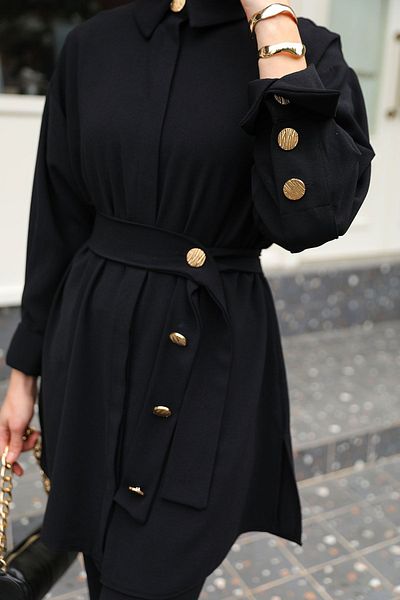 Melike Tatar BLACK Crepe Shirt Suit 32-2002