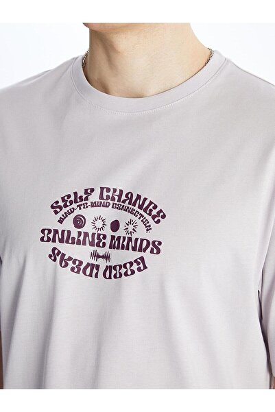 LC Waikiki Ανδρικό χτενισμένο βαμβακερό μπλουζάκι XSIDE - Crew λαιμόκοψη, κοντό μανίκι, εμπριμέ