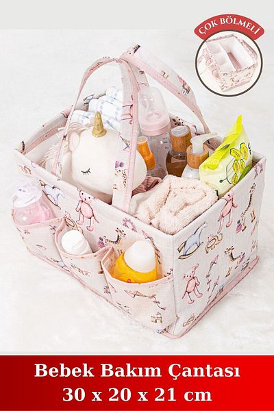 BRAMBLE LIFE Pink Baby Care Bag - 30x20x21 cm, For Preparation and Travel