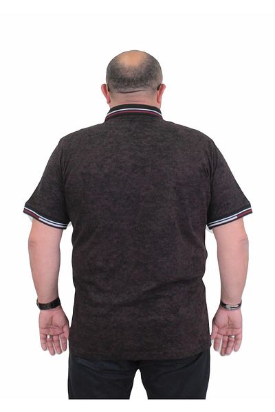 MocGrande Ανδρικό μπλουζάκι με λαιμόκοψη Polo μεγάλου μεγέθους - Ματ στάμπα, ΜΑΥΡΟ 24451