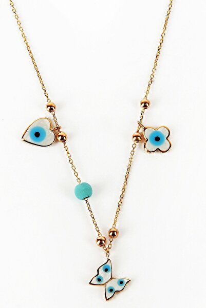 Altınaşkı Sedefli Nazar Boncuklu Altın Kolye