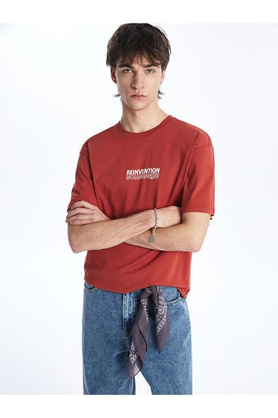 LC Waikiki XSIDE Herren-T-Shirt aus gekämmter Baumwolle – Rundhalsausschnitt, kurze Ärmel, bedruckt
