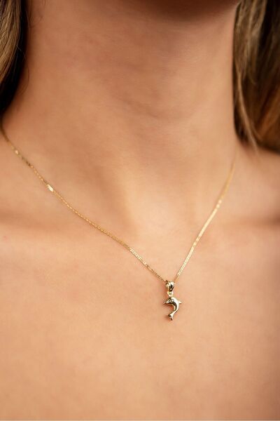 Altınaşkı Parlak Zincirli Yunus Altın Kolye