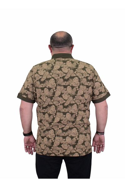 MocGrande Ανδρικό μπλουζάκι με γιακά Polo Plus Size - Hawaii 24455, Military Green