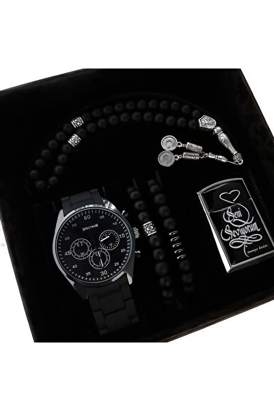 serbestmoda Erkek Kol Saati Bileklik Çakmak Tesbih Saat Seti - Sevgiliye Hedi...