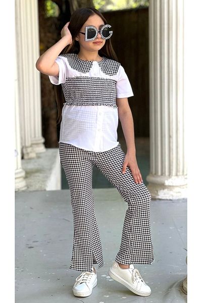 Calisa Set pantaloni și cămașă în carouri spaniole pentru fete - Îmbrăcăminte de sărbătoare