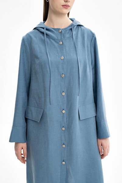 Aker Kapüşonlu Keten Kap