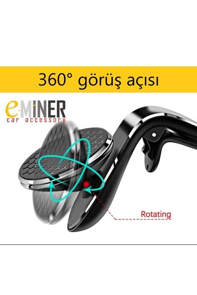 EMİNER Syrox Ph38 360 Derece Dönebilen Mıknatıslı Araç Telefon Tutucu