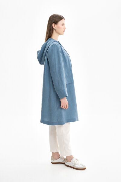 Aker Kapüşonlu Keten Kap