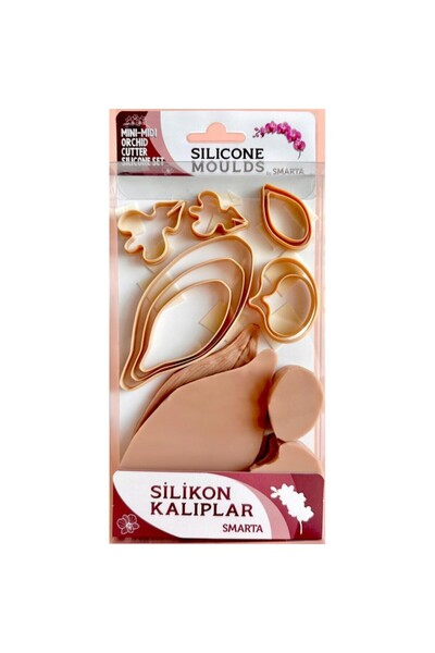 Smarta Model Plasticine Silicone Mold - Flowers: Orchid - Leaf Cutter and Vessel Set Sk 1013073