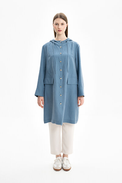 Aker Kapüşonlu Keten Kap