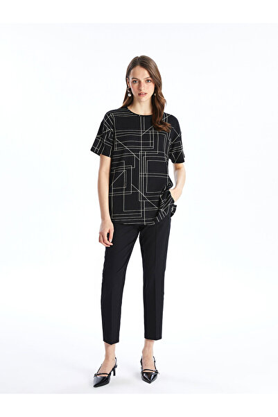 LC Waikiki Dámské tričko LCW – výstřih, potisk, krátký rukáv