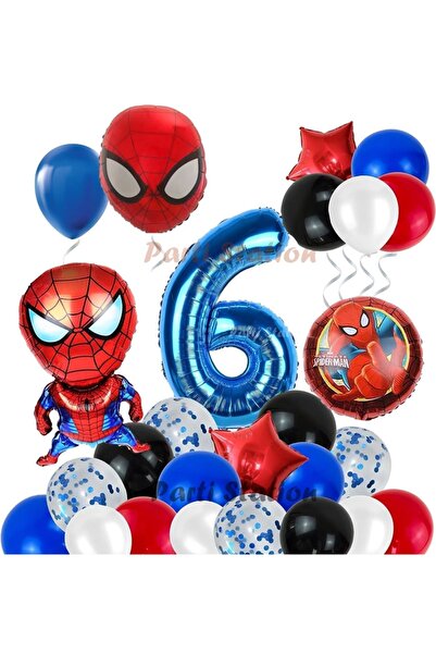 Parti Station Spiderman Örümcek Adam Konsept 6 Yaş Doğum Günü Balon Set Spide...