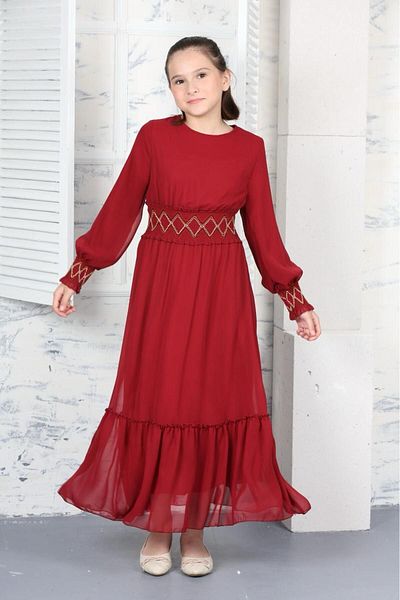 Asortik Kids Rochie lungă din șifon Hijab - Fată tânără