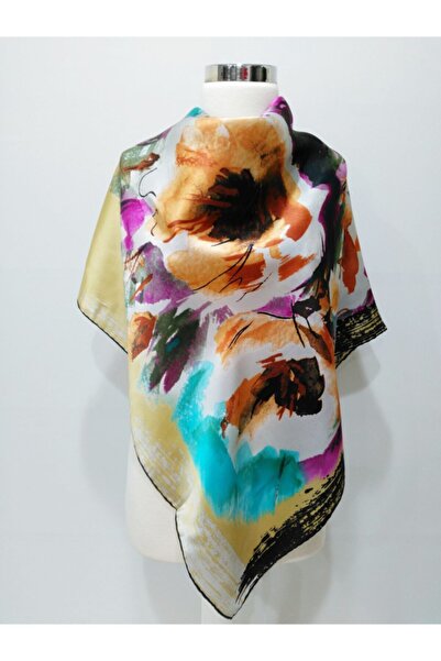 VİZYON وشاح حريري ذهبي متعدد الألوان للسيدات