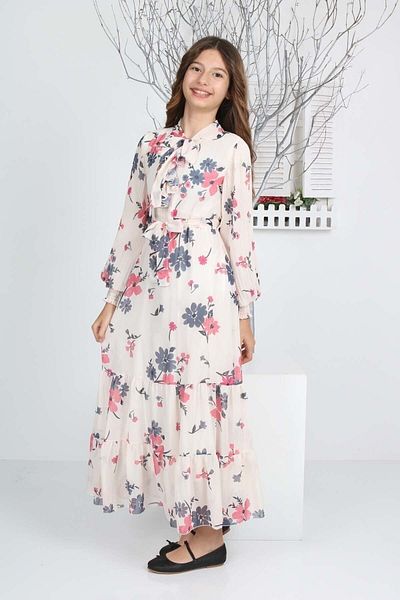 Asortix Rochie pentru fete, căptușită, lungime întreagă, cu model, elegantă și confortabilă