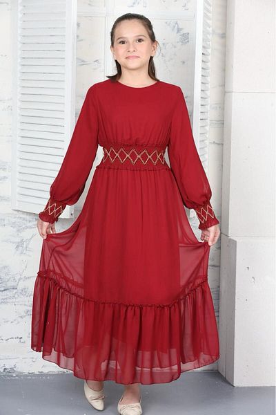 Asortik Kids Rochie lungă din șifon Hijab - Fată tânără