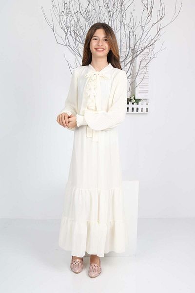 Asortix Girl's Chiffon Fabric Solid Color Full Length Comfortable Stylish Dress