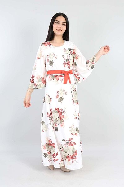 Asortix Rochie de seară de zi cu zi, căptușită cu model din țesătură șifon pentru fete