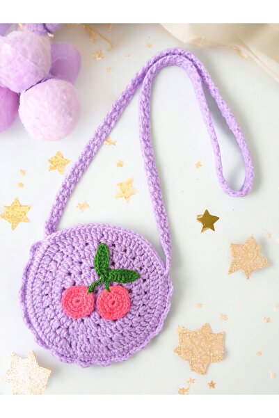 Talai Knitting 3-4 Yaş Kız Çocuk Omuz Çantası Kirazlı Çapraz Çanta