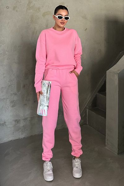 MODAGEN Rosa Übergroßes Trainingsanzug-Set für Unisex – Rundhals