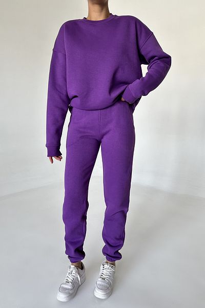 MODAGEN Lila Unisex Oversize Trainingsanzugset mit Rundhalsausschnitt