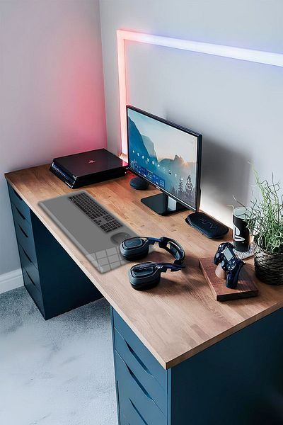 Decorita Mouse Pad din sticlă gri - Culoare uni, dimensiune mare (40 cm X 80 cm)