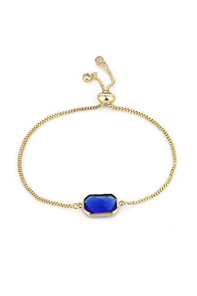 Forentina Gold Elevator Bracelet - Navy Blue Stone Detailed, PS3577