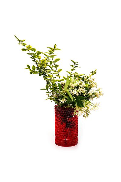 Missi Red Diamond Glass Vase/Candle Holder(17 cm)