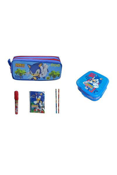 Sonic 2 cutii de creion - gumă de șters rachetă, blocnotes și bol de nutriție