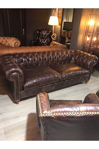 3A Mobilya 3A HAKİKİ DERİ OLD NAVY CHESTERFİELD TAKIMI