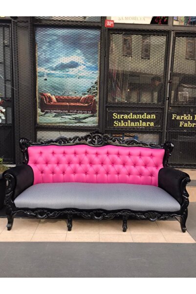 3A Mobilya Black & Pink Kanepe