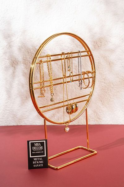 mba decor metal bending art Myra Gold Μεταλλικό Κουτί κοσμημάτων Organizer Organizer Βάση κοσμημάτων Σκουλαρίκι Διακόσμηση κρεβατοκάμαρας σπιτιού