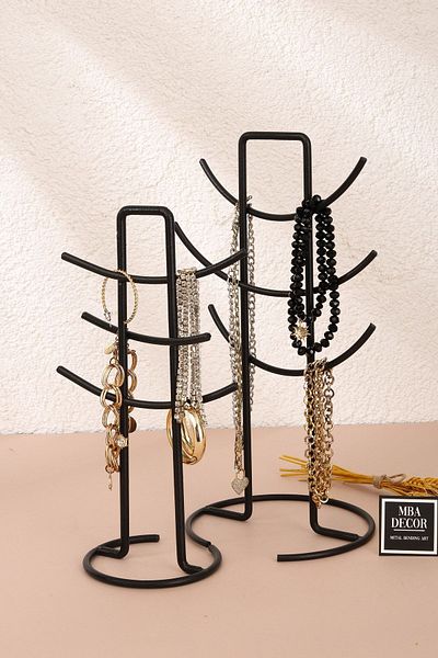 mba decor metal bending art 2 (двойни) черни органайзера за бижута, многофункционален, декорация за дома, организация за кухня, поставка за бижута