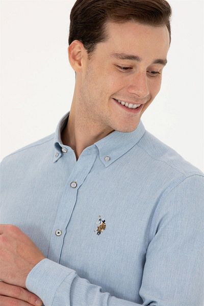 U.S. Polo Assn. US POLO ASSN1672287 ΑΝΔΡΙΚΟ υφαντό πουκάμισο γαλάζιο