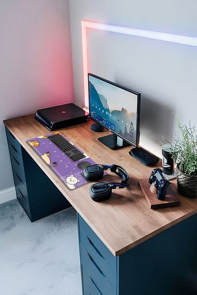 Decorita Mouse Pad din sticlă plisată - Model de căței drăguți, mare, 40 cm X 80 cm