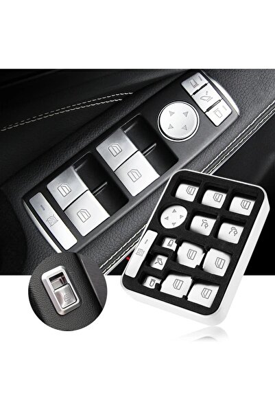 YıldızTuning Mercedes E  Serisi W212 Cam Tuş Takımı Kaplama Düğme 2010-2015