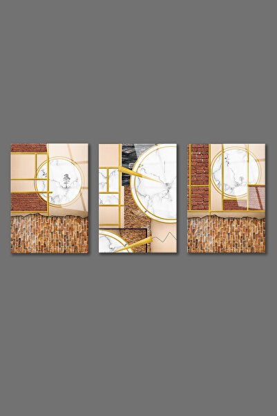 BV DEKOR 3 BUCĂȚI DE TABLURI DE STICLĂ ÎN STIL ABSTRACT - SET DE 3 TABLURI DE...