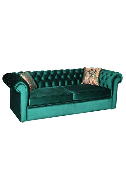 3A Mobilya Zümrüt Yeşili Yataklı Chesterfield 230X90X80 CM
