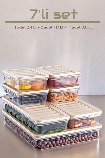 NY HOME Set of 7 Freshbox - Cream Storage Container Suitable for Microwave and Diffraction