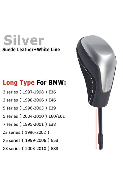 YıldızTuning Bmw E60 Gear Shift Knob Alcantara Leather Silver OEM 2004-2010