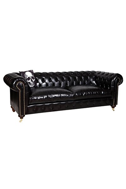 3A Mobilya Pullap Black Chesterfield 230X90X80 CM
